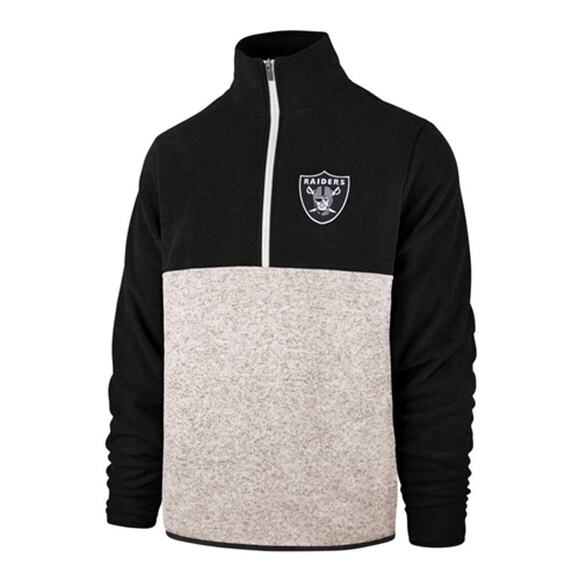 Oakland Raiders NFL Pullover L Embroidered MensZip Fleece Silver Large Vegas